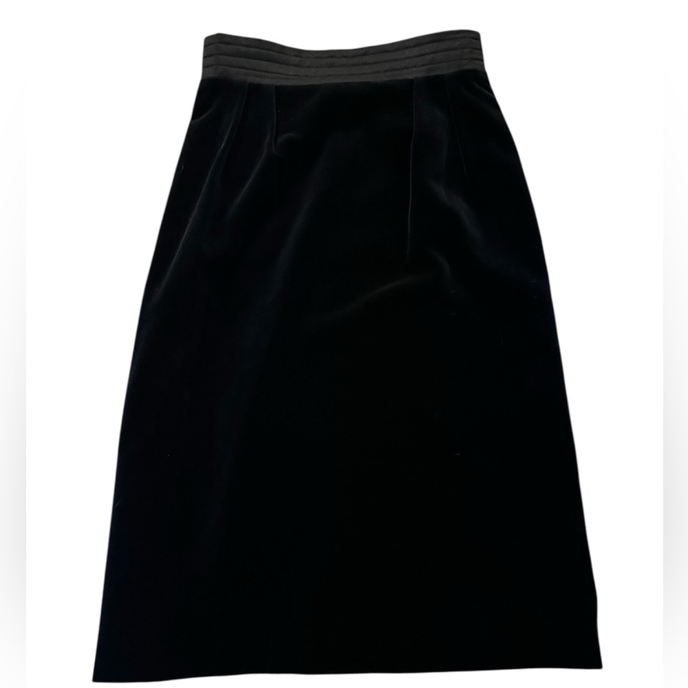 Vintage 80s Louis Féraud Paris Velvet High Waist Mid Skirt Made in West Germany